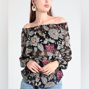 Rag and Bone Sierra Floral Belted Sheer Long Sleeve Top Size Small NWT